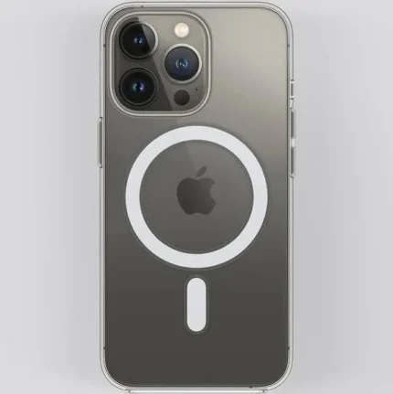Coque iPhone Air transparente à papillons bleus avec crête noire (MagSafe inclus)